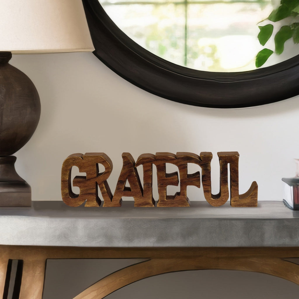 Gratitude Bloom – Hand-Carved Wooden Sculpture, Elegant Decorative Home Art, Gift for Mom