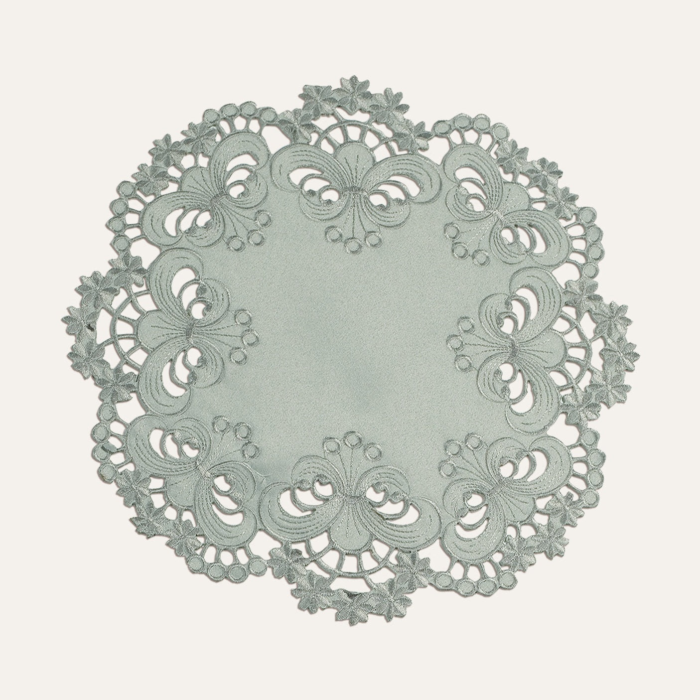 Gray Round Linen Placemat Doilies - The Creola Collection