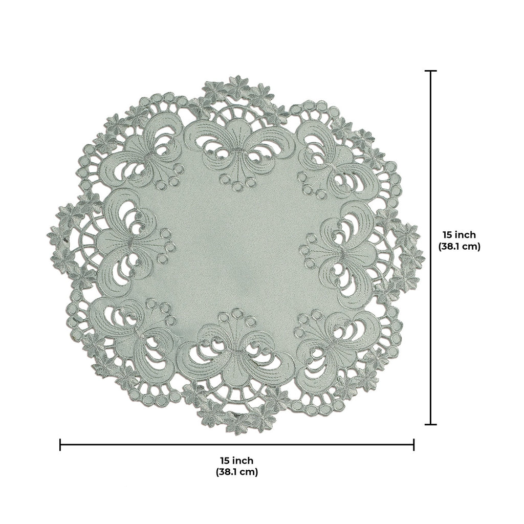 Gray Round Linen Placemat Doilies - The Creola Collection