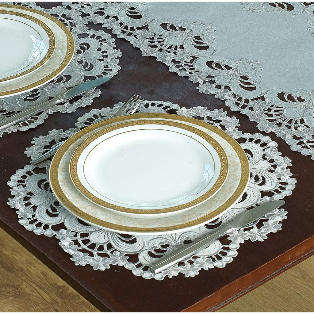 Gray Round Linen Placemat Doilies - The Creola Collection