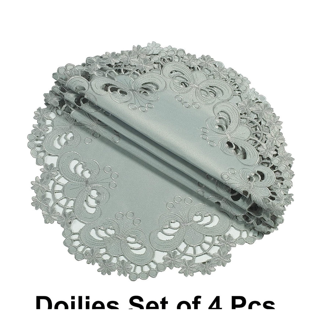 Gray Round Linen Placemat Doilies - The Creola Collection