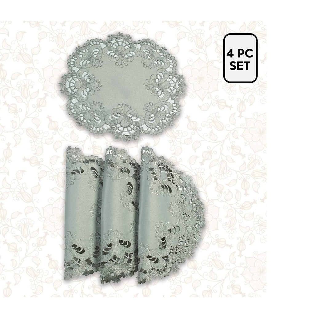 Gray Round Linen Placemat Doilies - The Creola Collection
