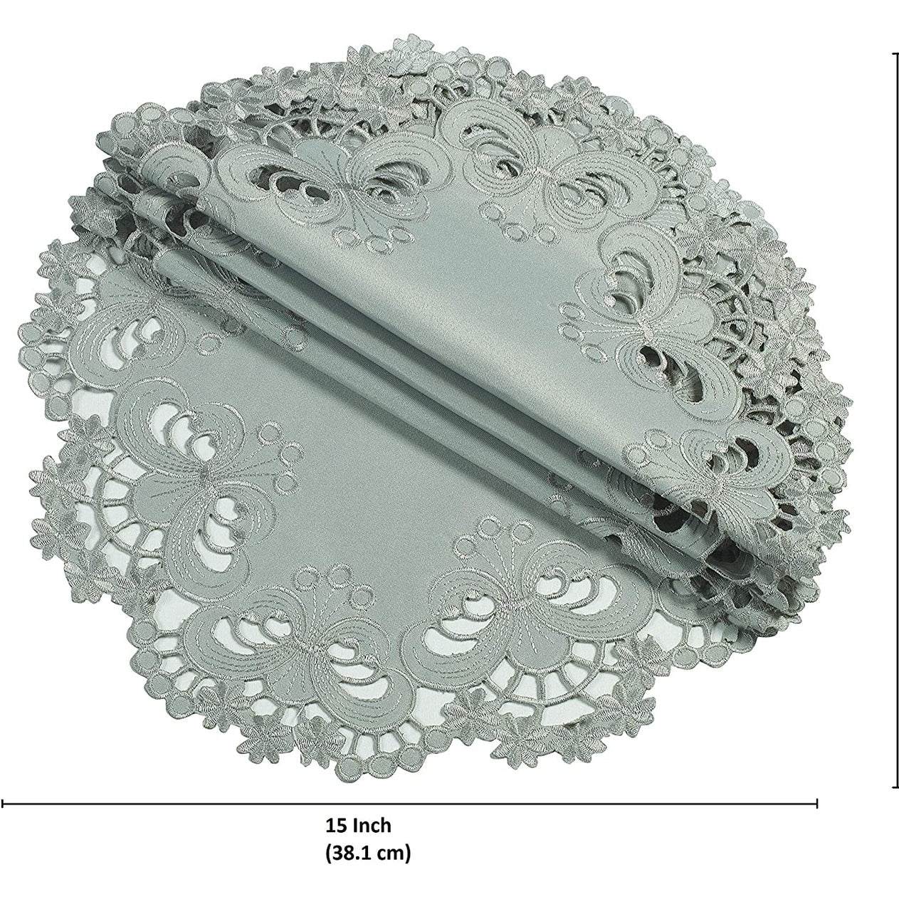 Gray Round Linen Placemat Doilies - The Creola Collection