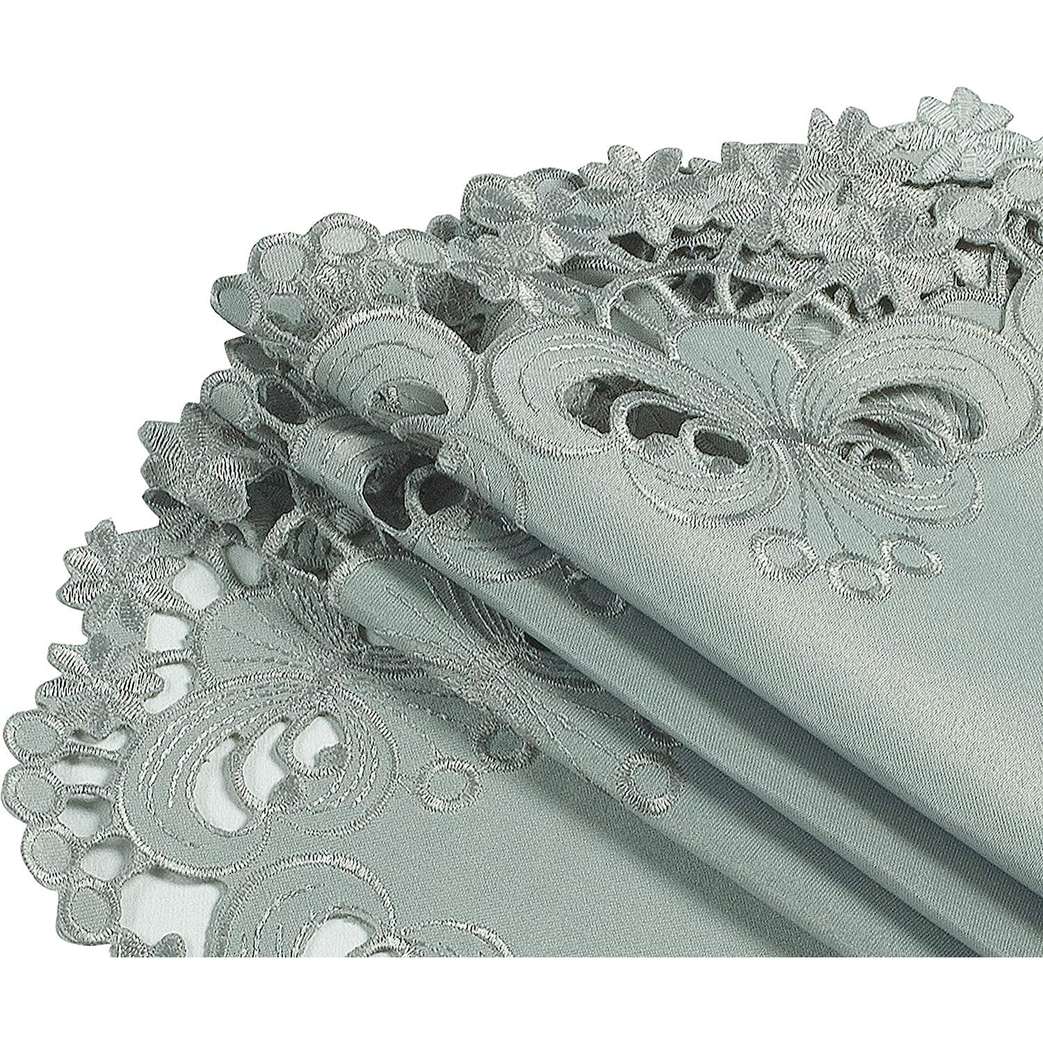 Gray Round Linen Placemat Doilies - The Creola Collection