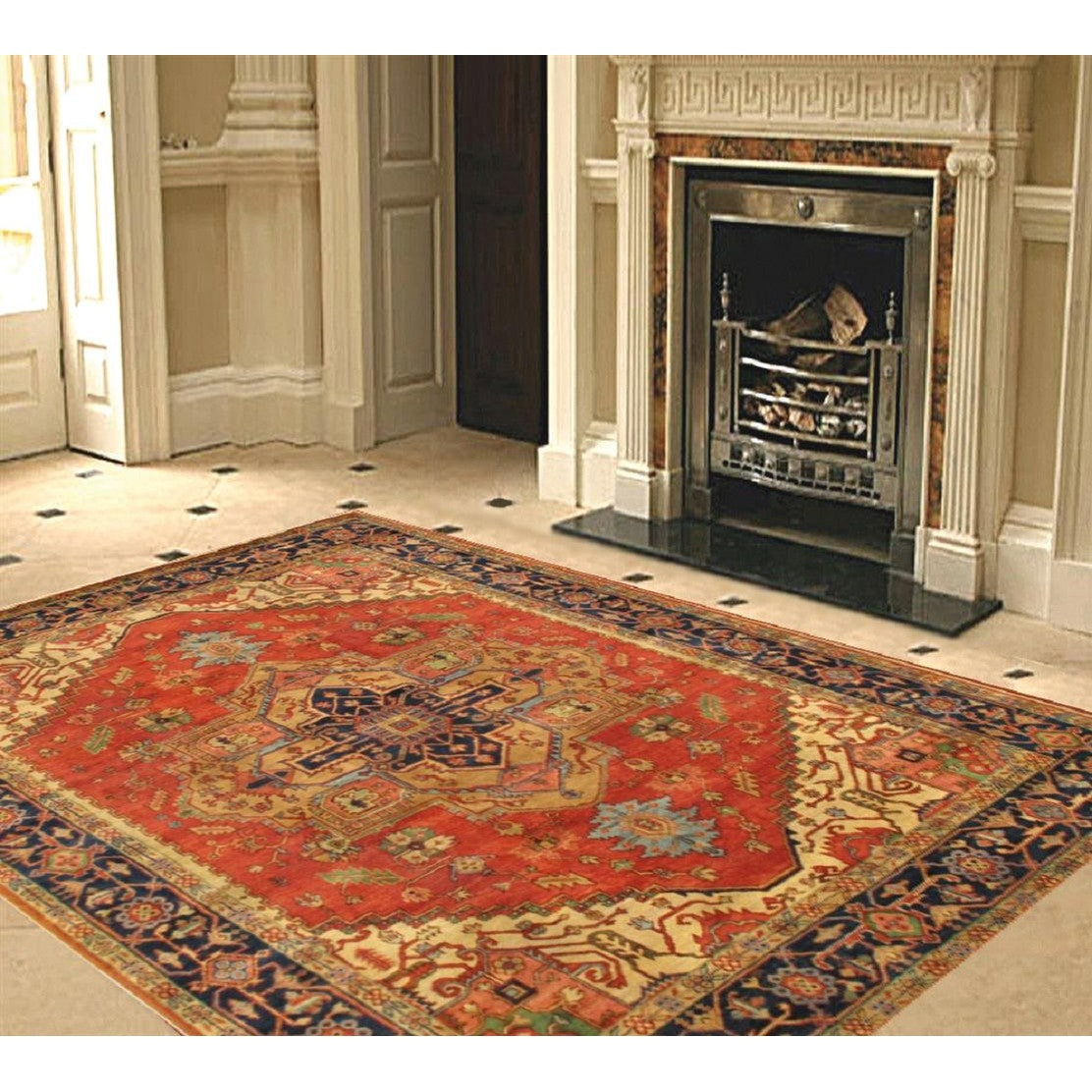 Hand Knotted Wool Rug Serapi Traditional | Canvellollc