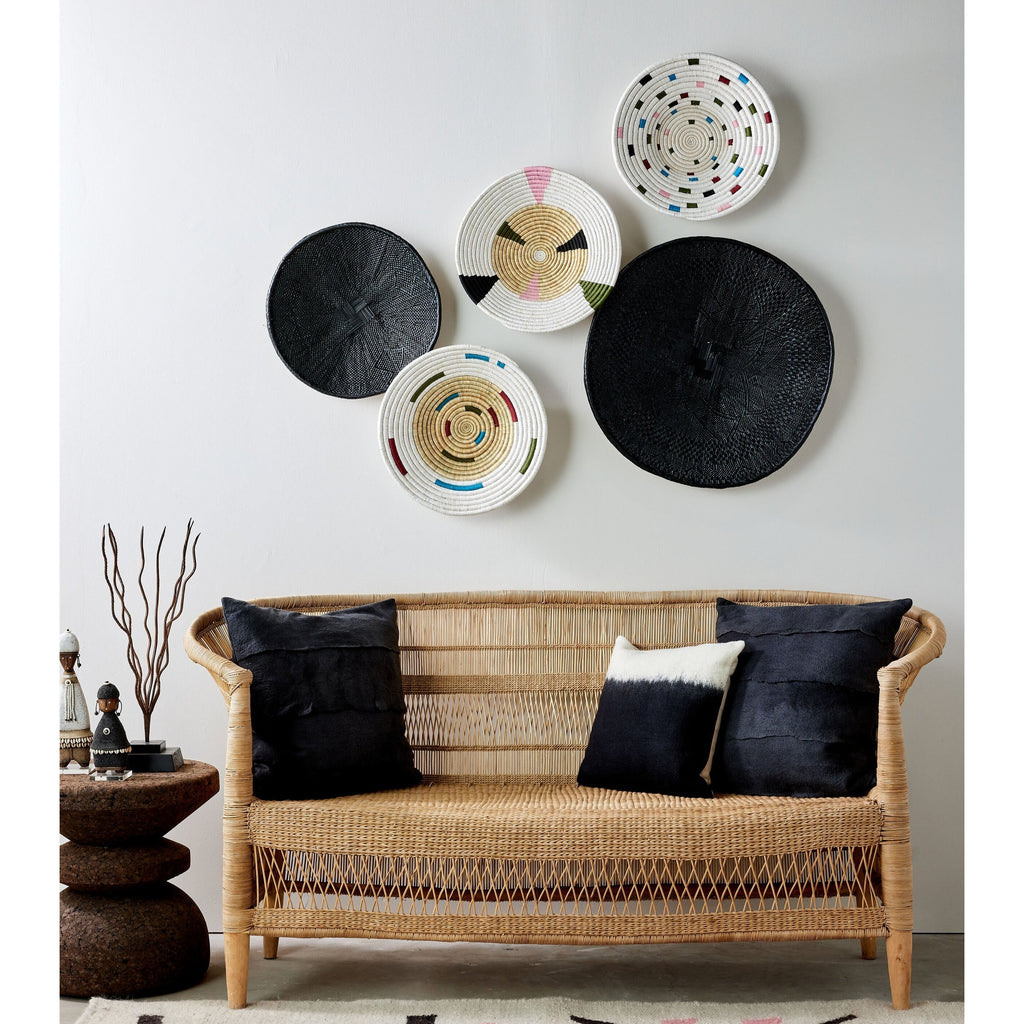 Hand-Painted Black Binga Flat Basket