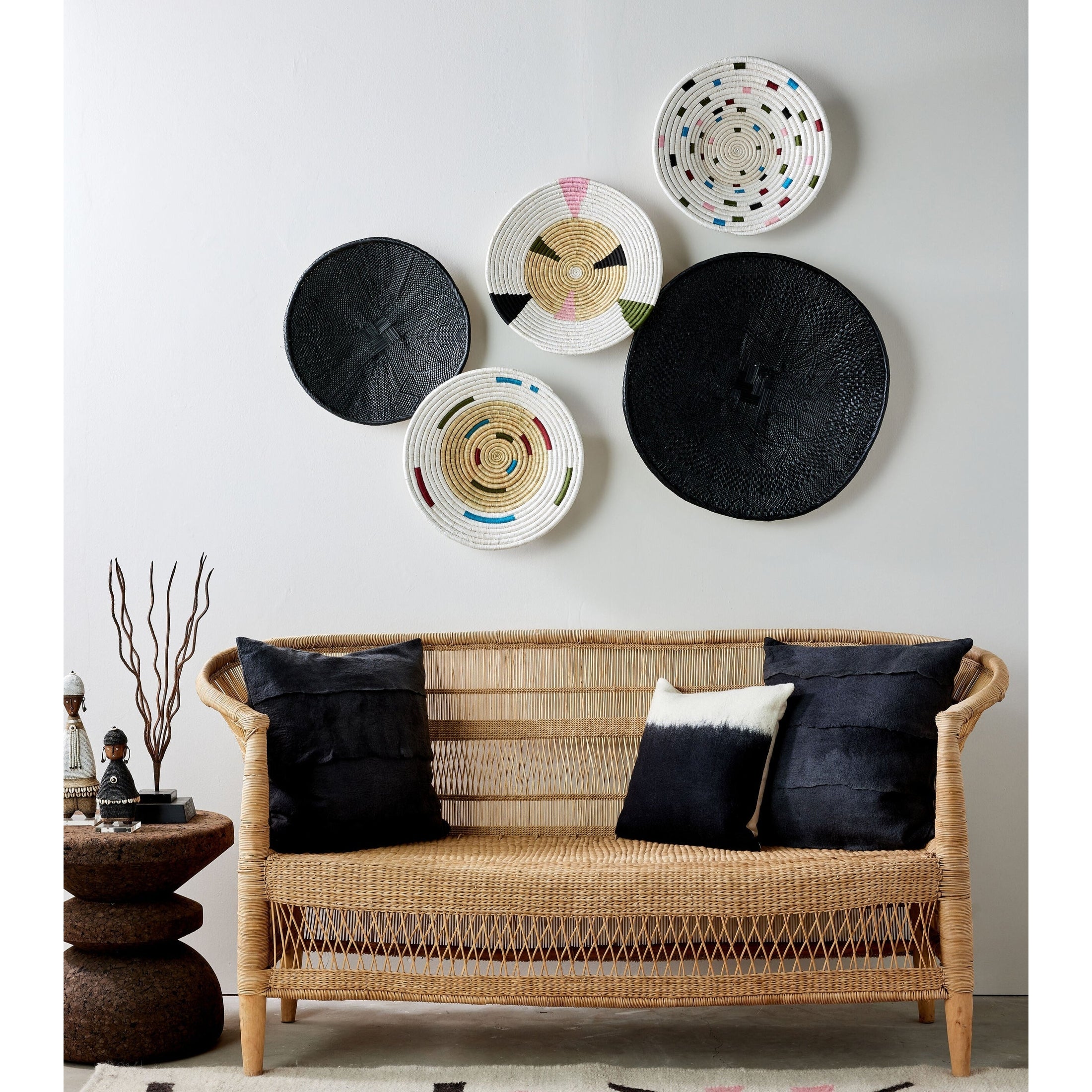 Hand-Painted Black Binga Flat Basket