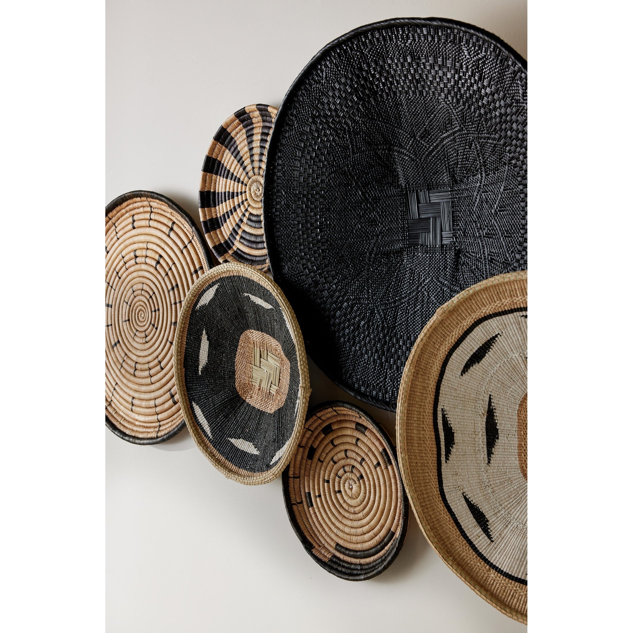 Hand-Painted Black Binga Flat Basket