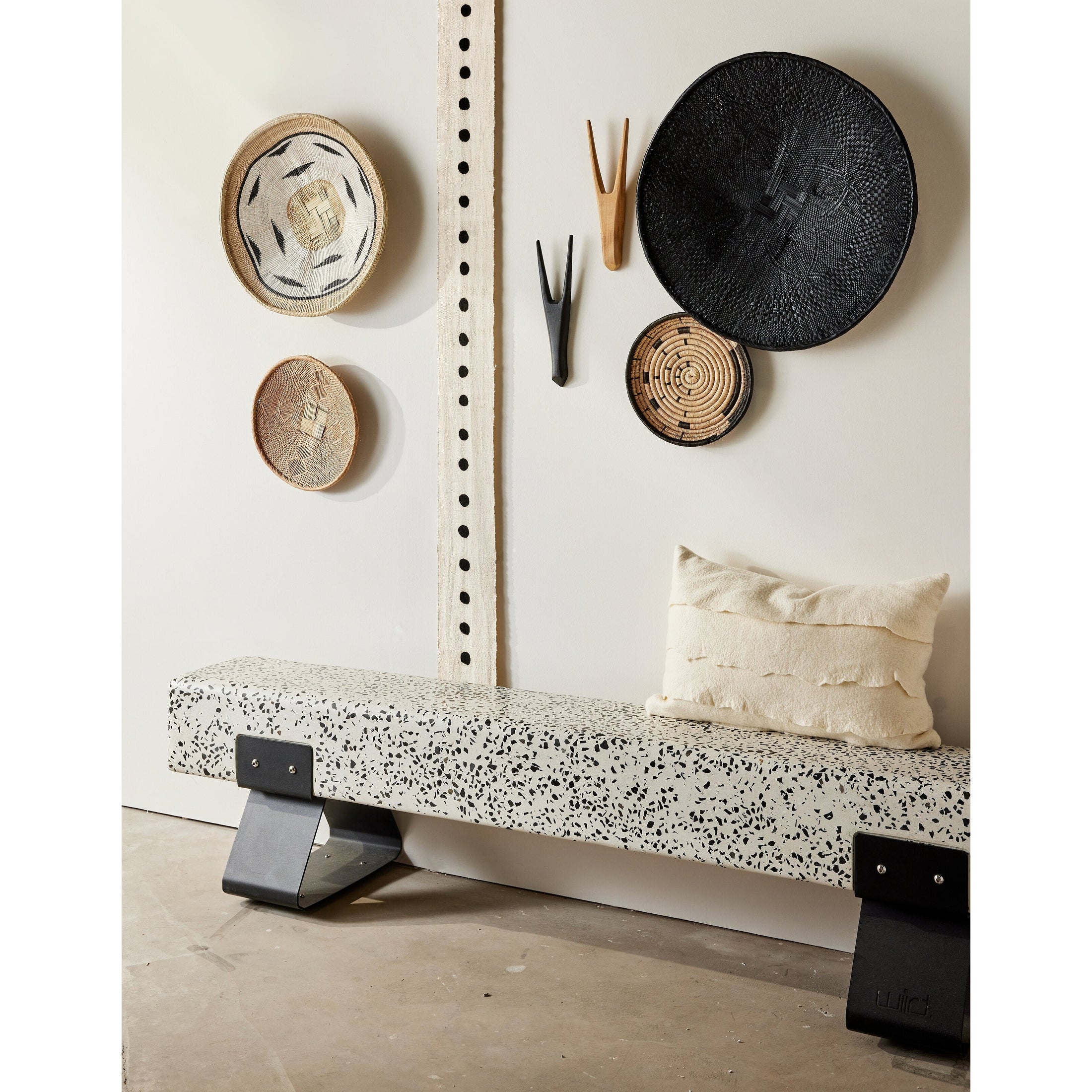 Hand-Painted Black Binga Flat Basket