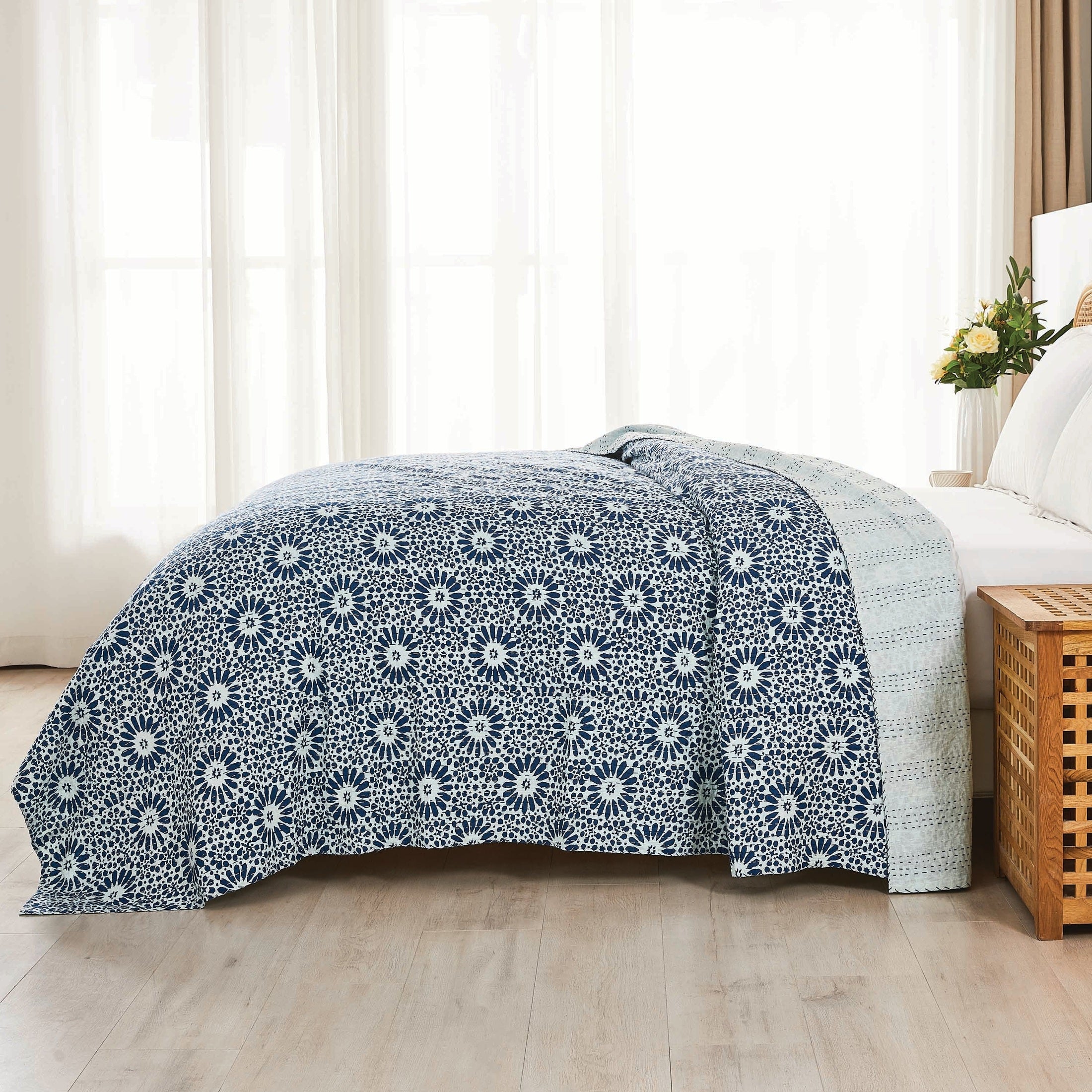 Hand Stitched Block Print Kantha Coverlets by Mélange Home