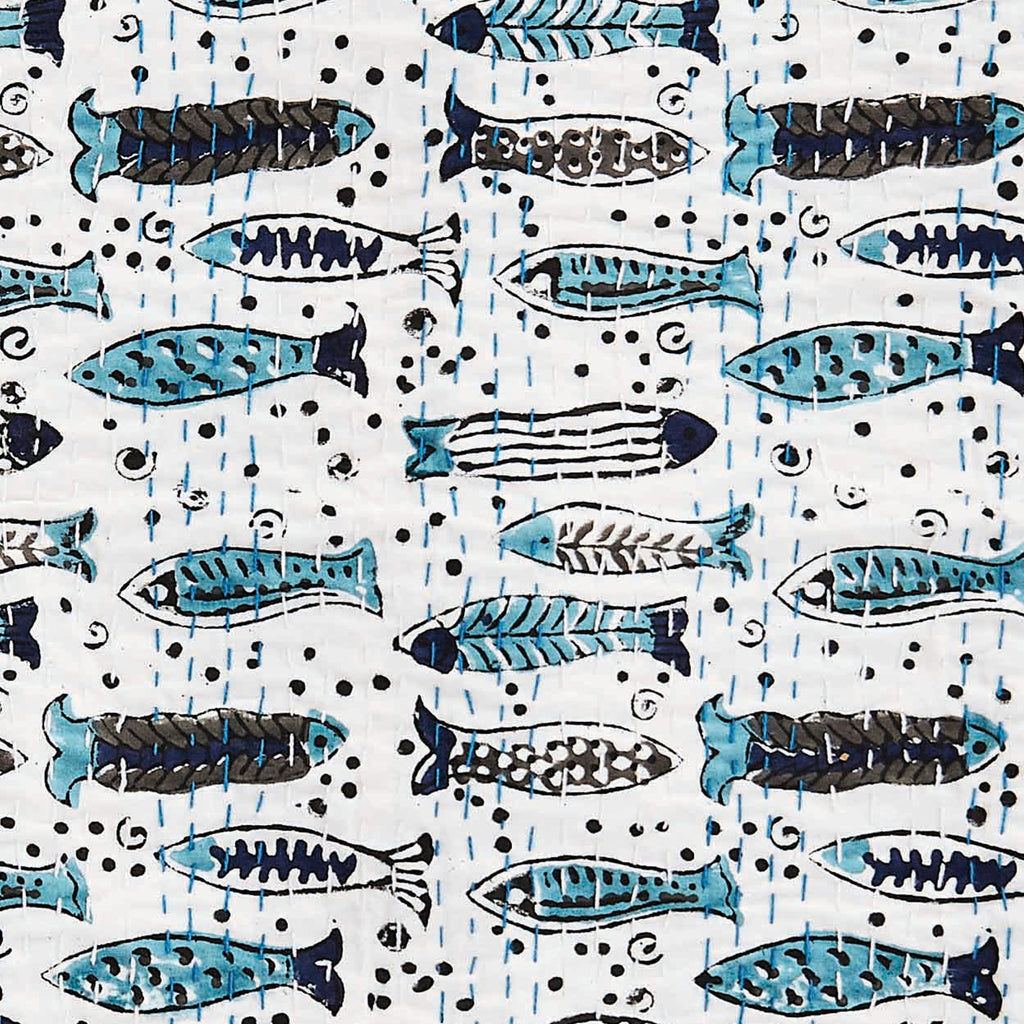 Hand Stitched Block Print Kantha Coverlets by Mélange Home