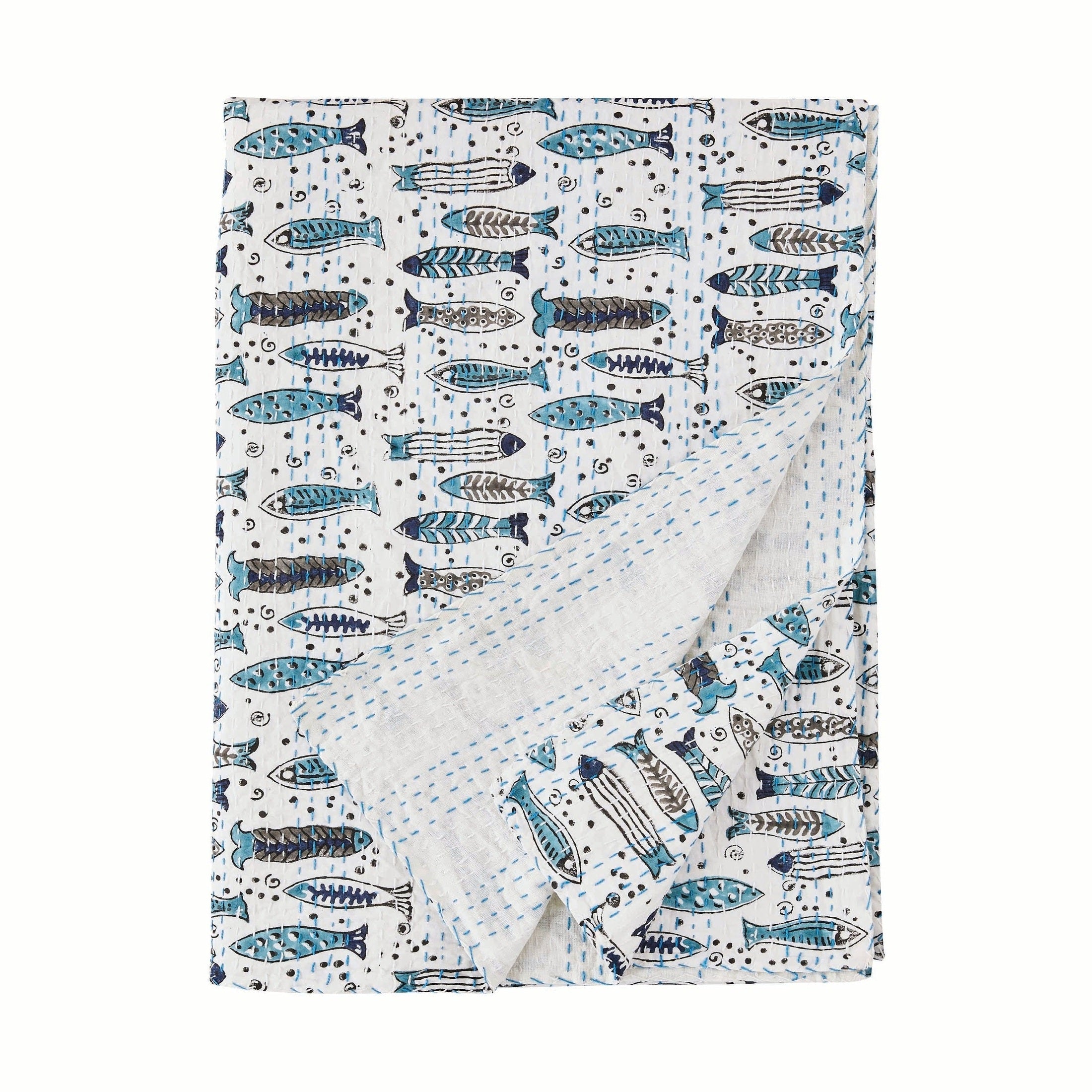 Hand Stitched Block Print Kantha Coverlets by Mélange Home