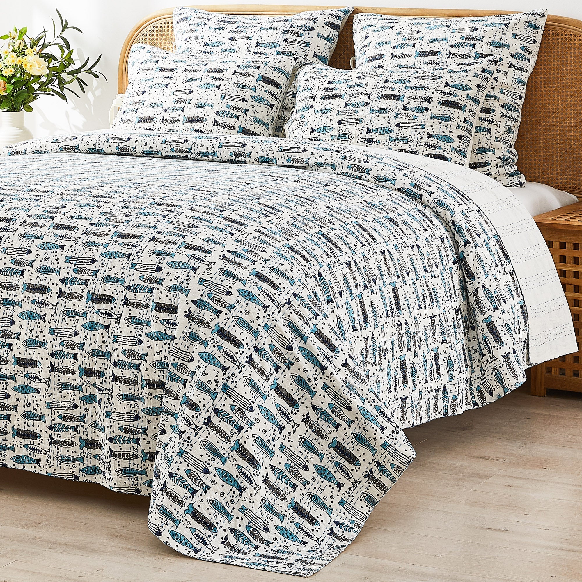 Hand Stitched Block Print Kantha Coverlets by Mélange Home