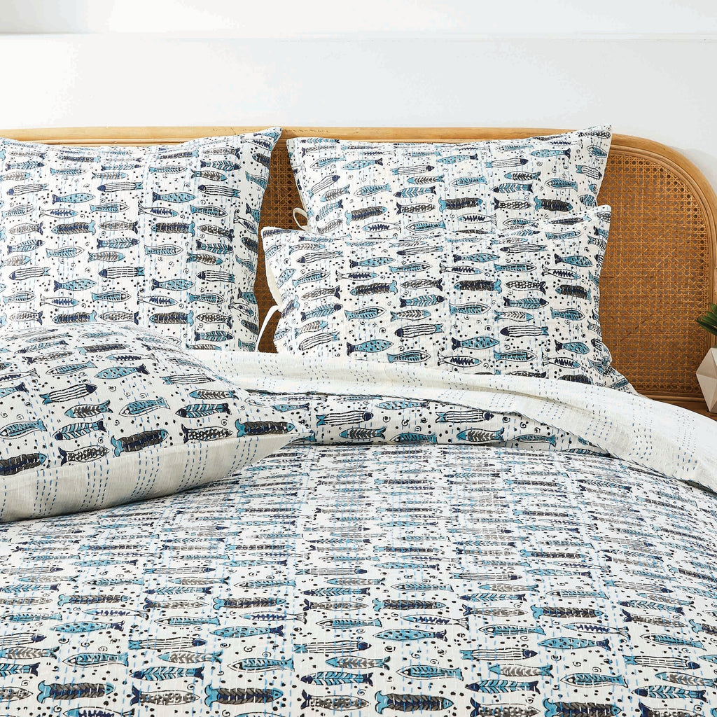 Hand Stitched Block Print Kantha Coverlets by Mélange Home