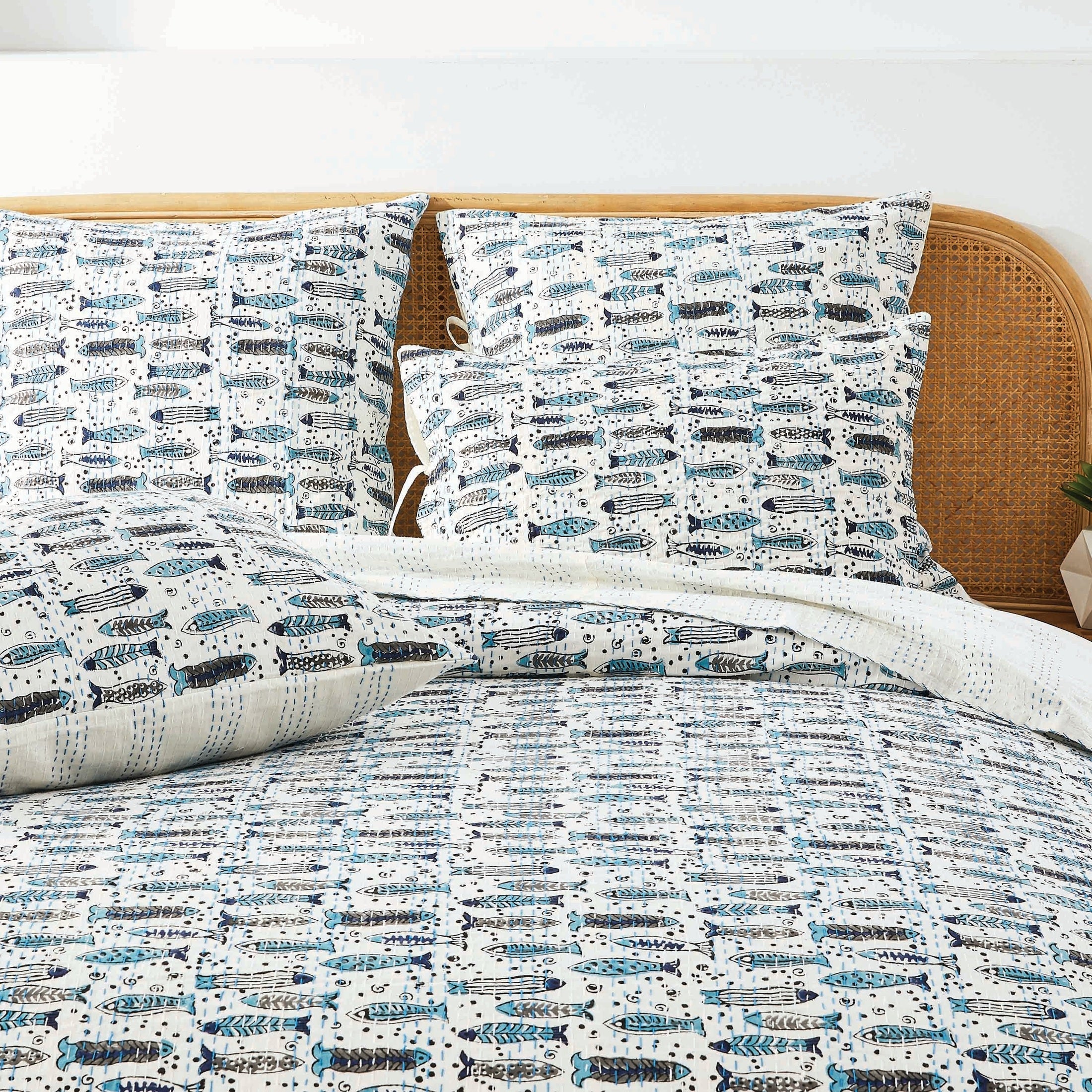Hand Stitched Block Print Kantha Coverlets by Mélange Home
