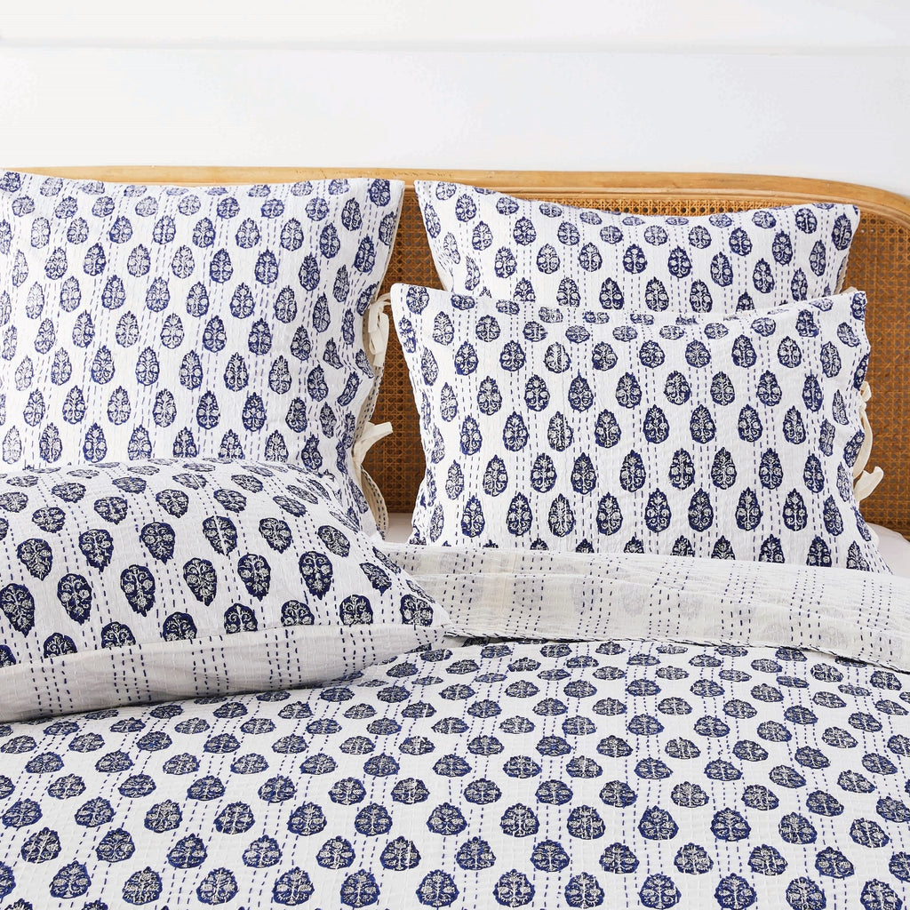 Hand Stitched Block Print Kantha Coverlets by Mélange Home