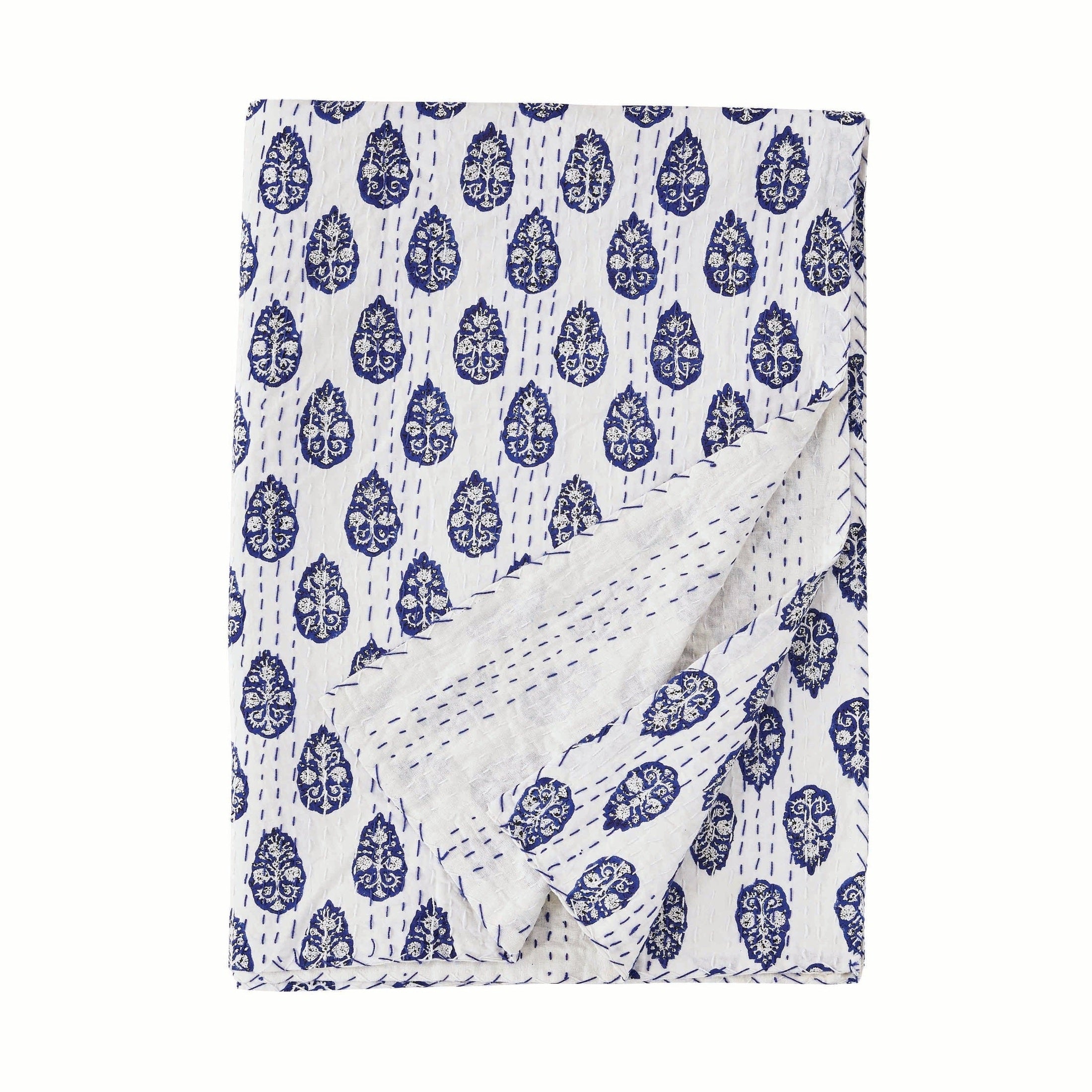 Hand Stitched Block Print Kantha Coverlets by Mélange Home