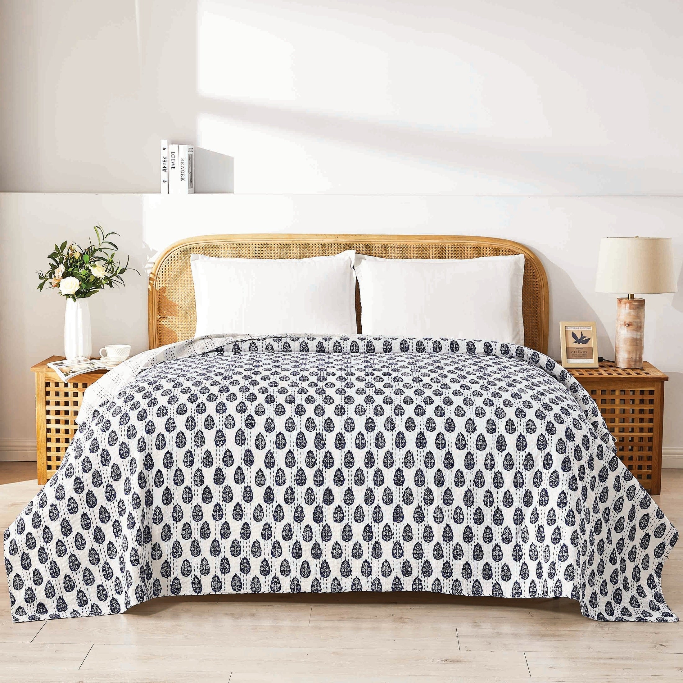 Hand Stitched Block Print Kantha Coverlets by Mélange Home