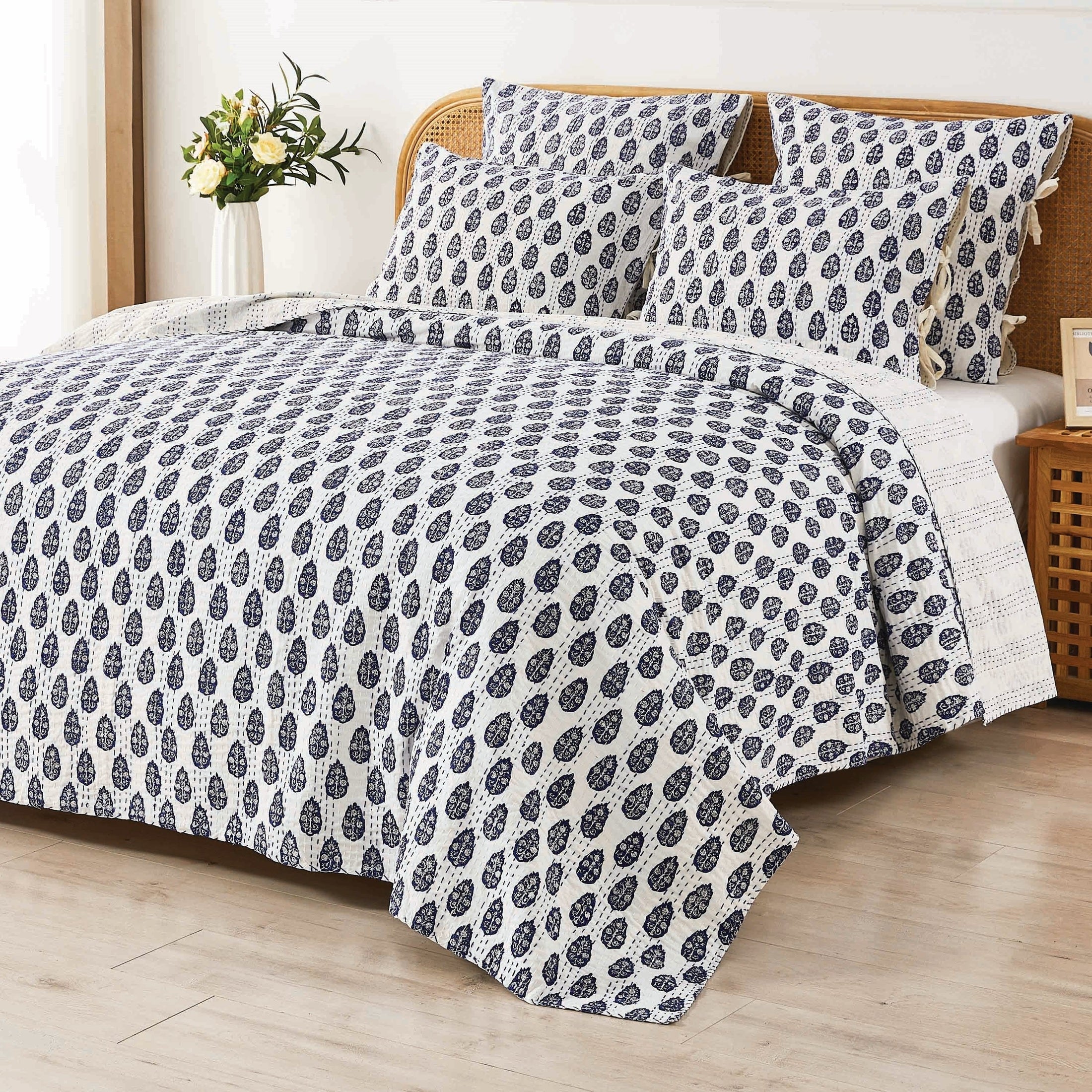 Hand Stitched Block Print Kantha Coverlets by Mélange Home