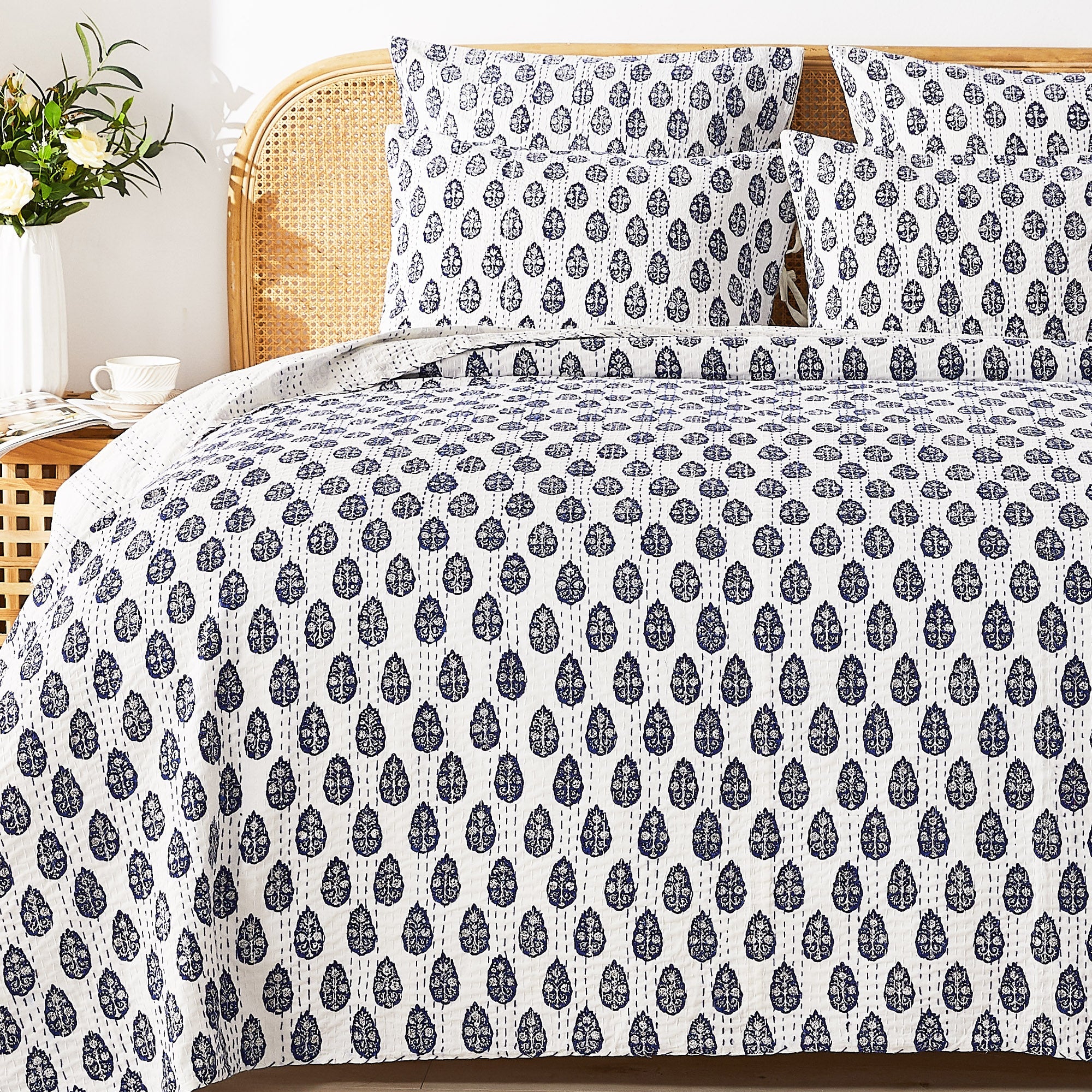 Hand Stitched Block Print Kantha Coverlets by Mélange Home