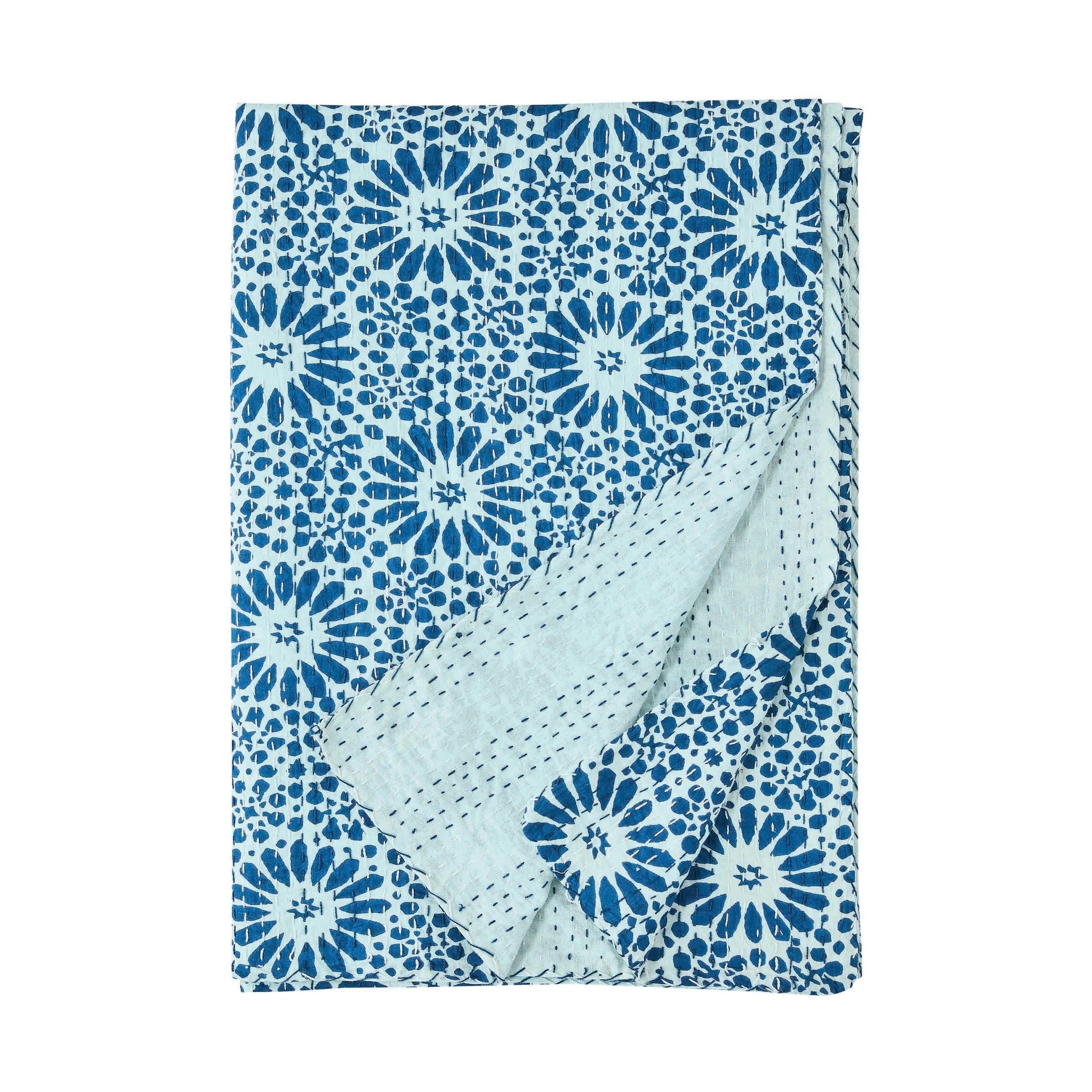 Hand Stitched Block Print Kantha Coverlets by Mélange Home
