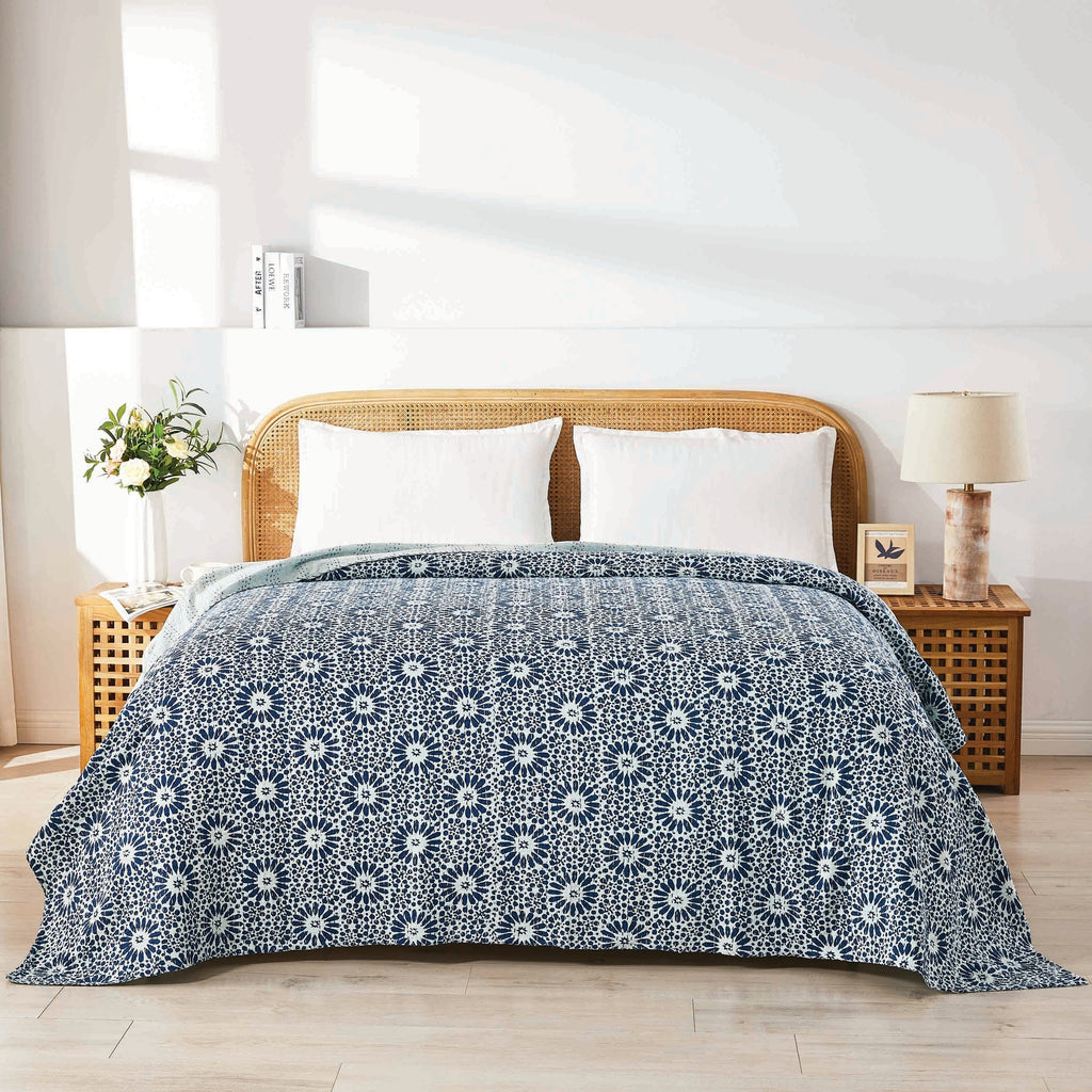 Hand Stitched Block Print Kantha Coverlets by Mélange Home