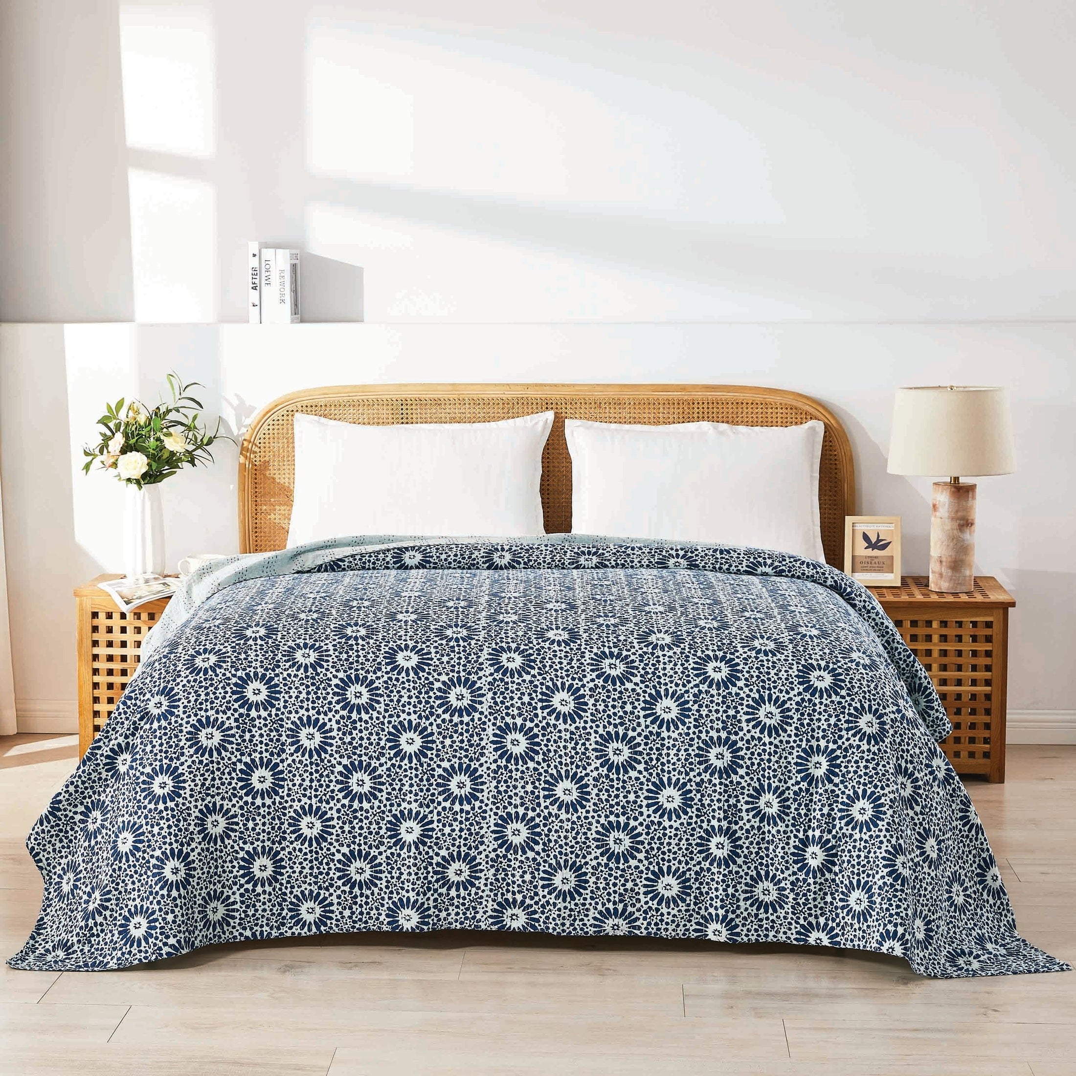 Hand Stitched Block Print Kantha Coverlets by Mélange Home