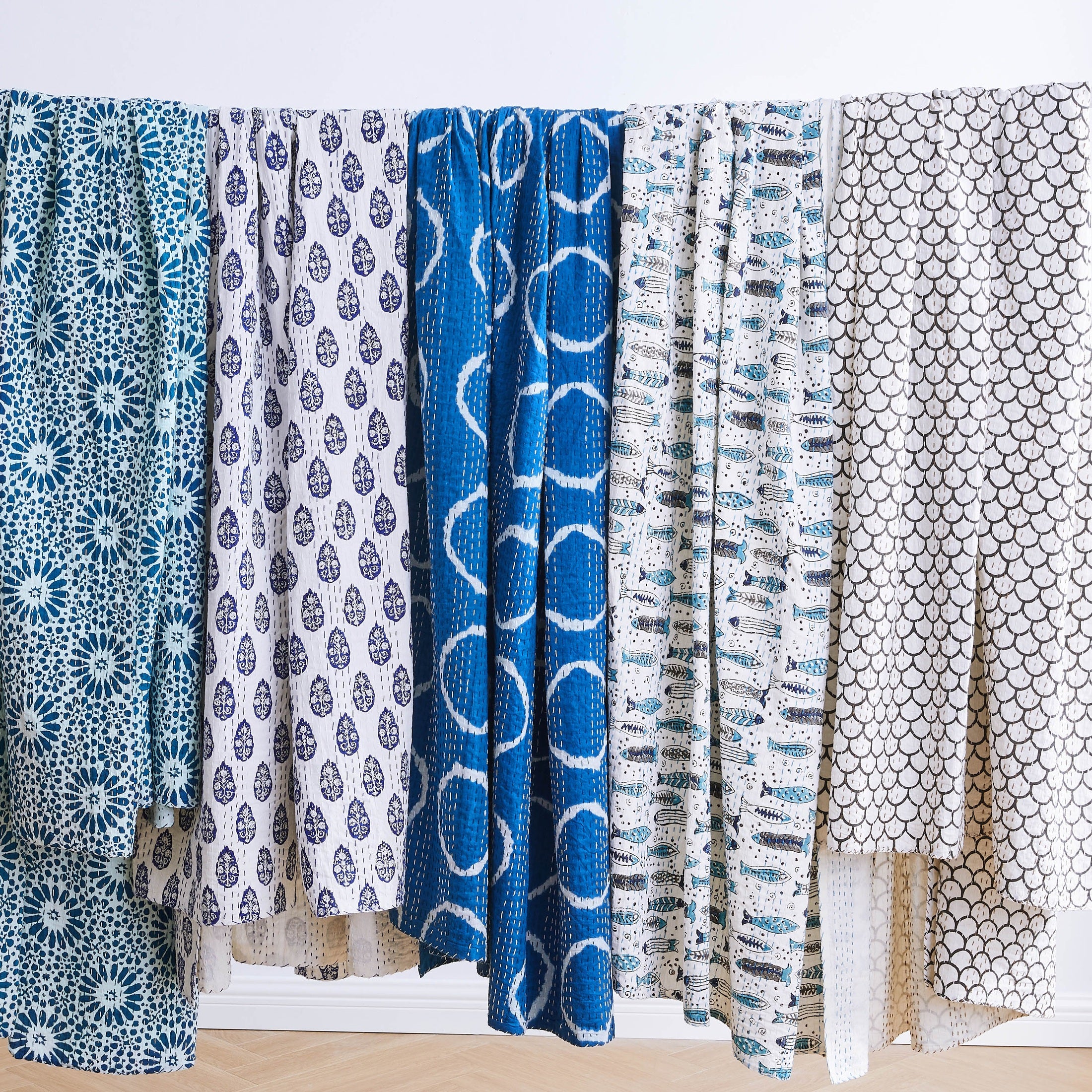 Hand Stitched Block Print Kantha Coverlets by Mélange Home