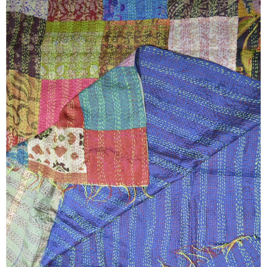 Hand Stitched Kantha Silk Throw Vintage | DC-OMSutra