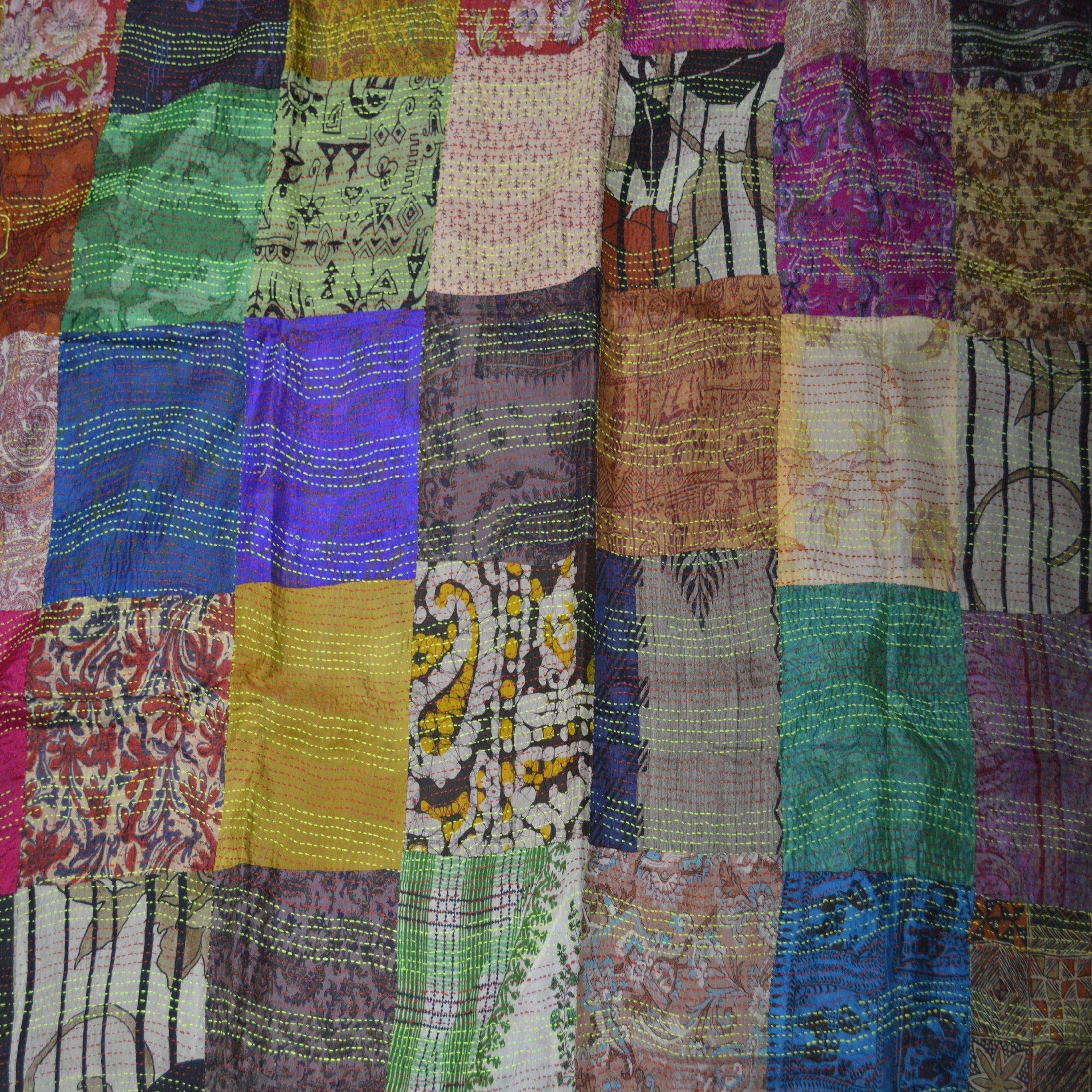 Hand Stitched Kantha Silk Throw Vintage | DC-OMSutra