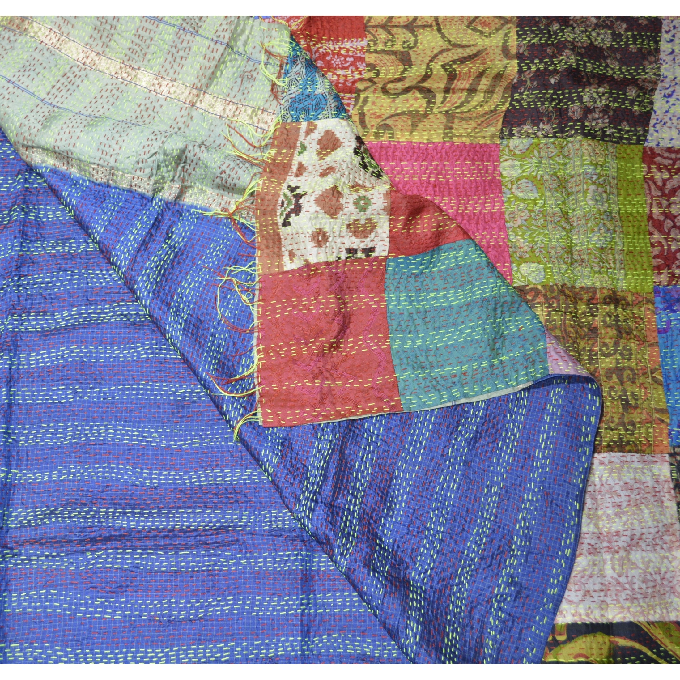 Hand Stitched Kantha Silk Throw Vintage | DC-OMSutra