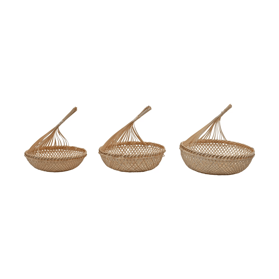 Hand-Woven Seagrass Storage Baskets, Set of 3