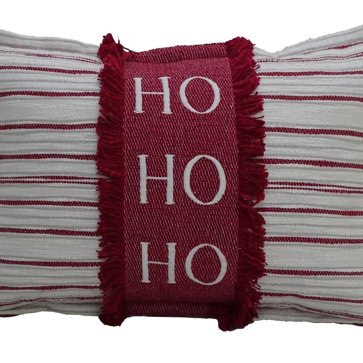 Handcrafted Embroidered Cotton HoHoHo Throw Pillow | Vibhsa