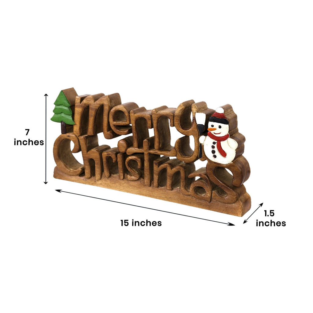 Handcrafted Solid Acacia Wood Christmas Sign | Decozen