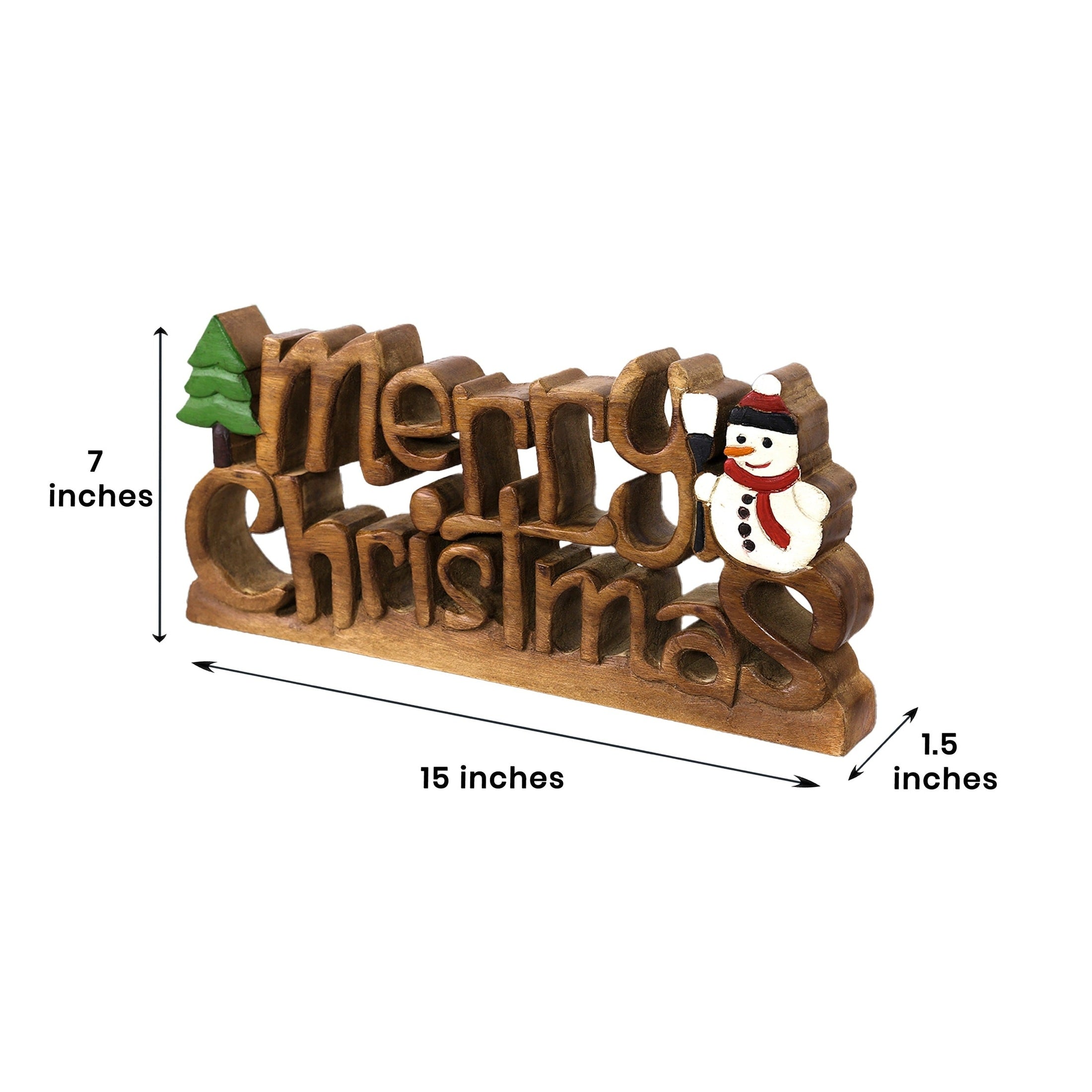 Handcrafted Solid Acacia Wood Christmas Sign | Decozen