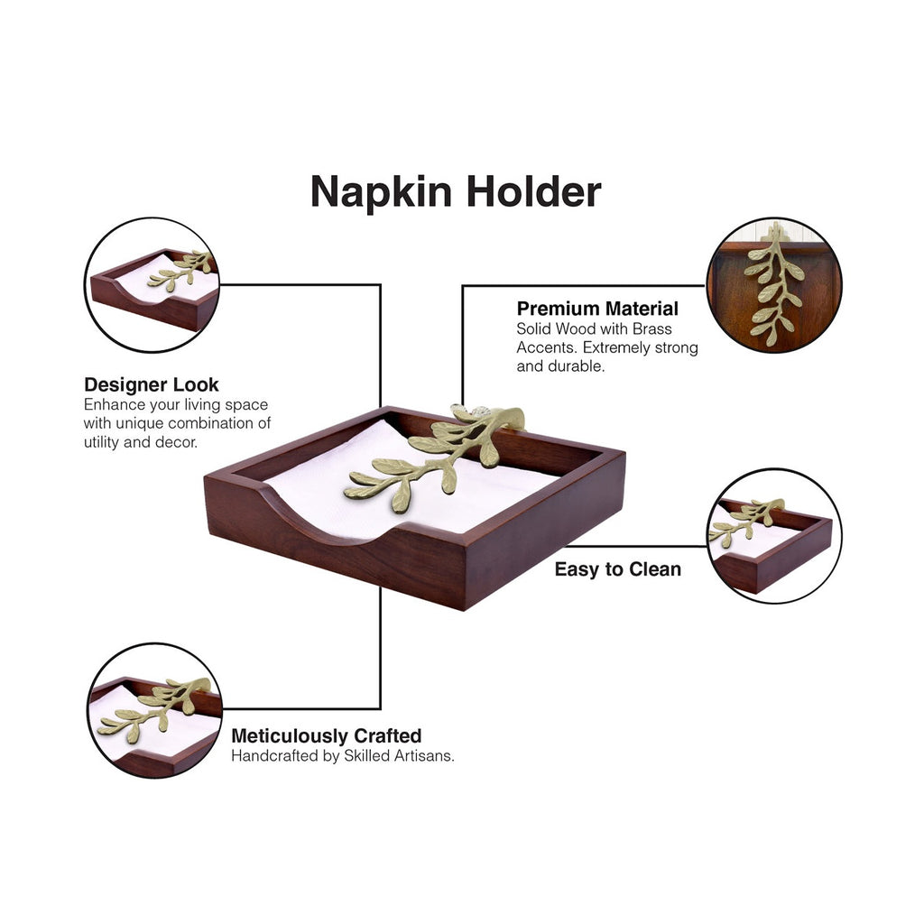 Handcrafted Solid Wood Napkin Holder Pivot | Decozen