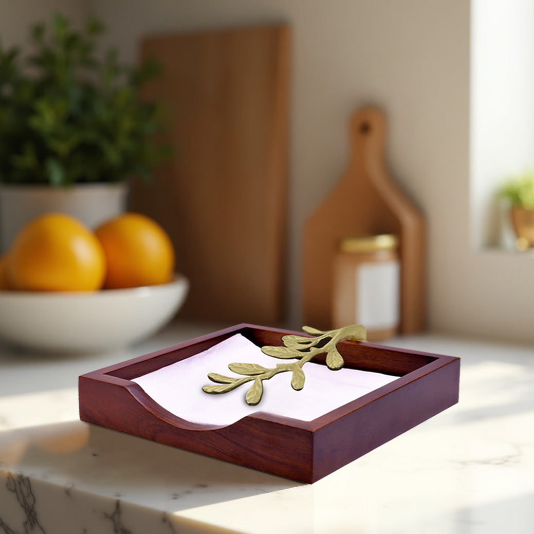 Handcrafted Solid Wood Napkin Holder Pivot | Decozen