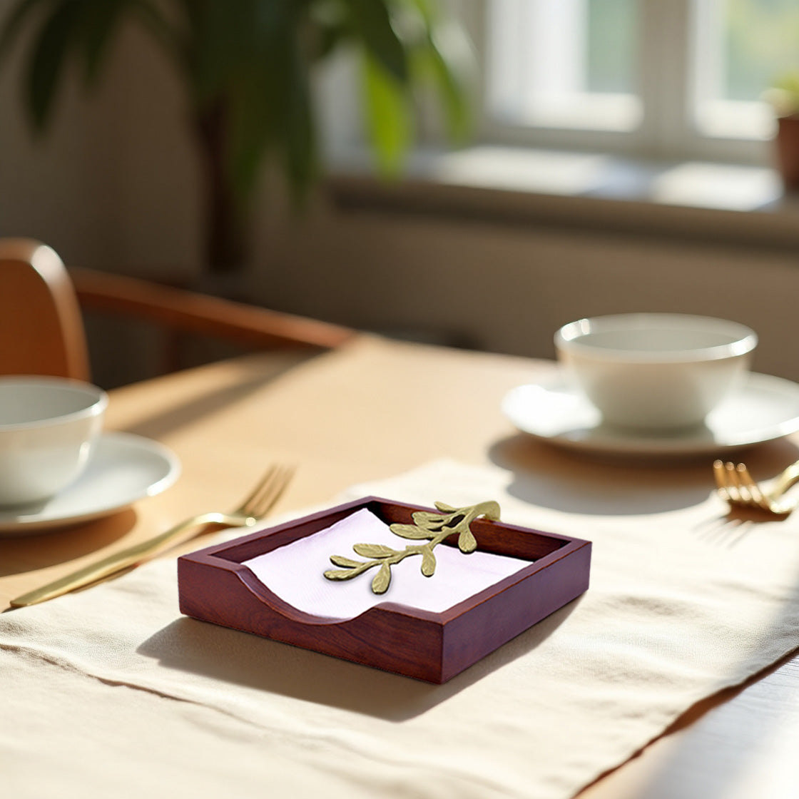 Handcrafted Solid Wood Napkin Holder Pivot | Decozen