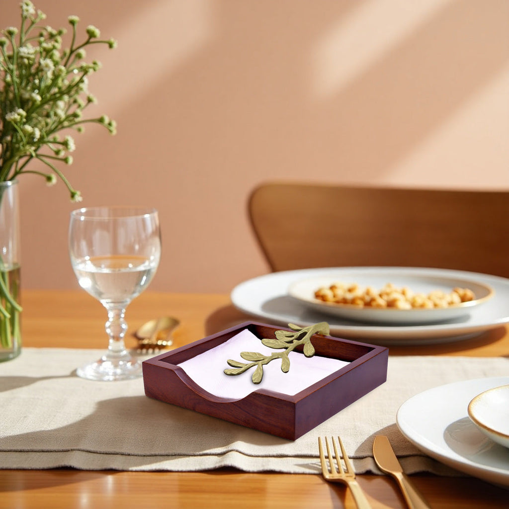 Handcrafted Solid Wood Napkin Holder Pivot | Decozen