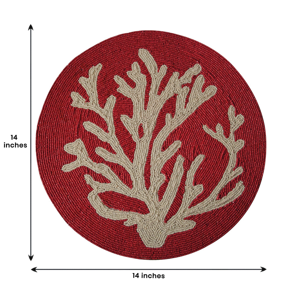 Handmade Beaded Round Placemat Satin Backing | Decozen