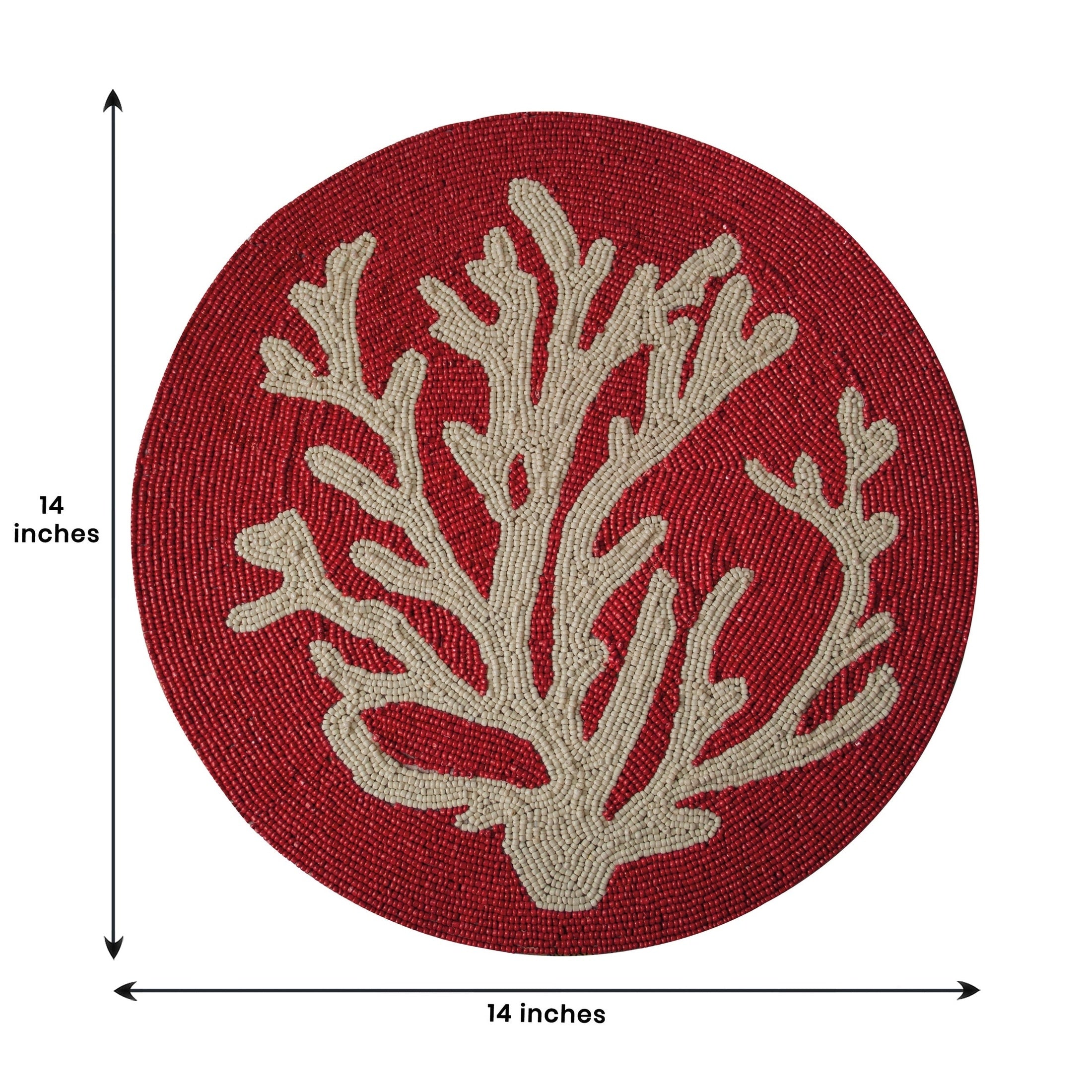Handmade Beaded Round Placemat Satin Backing | Decozen