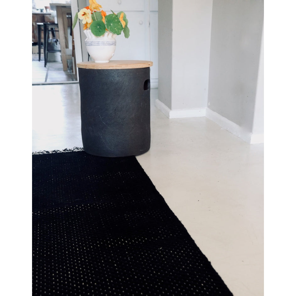 Herringbone Black Cotton Mat