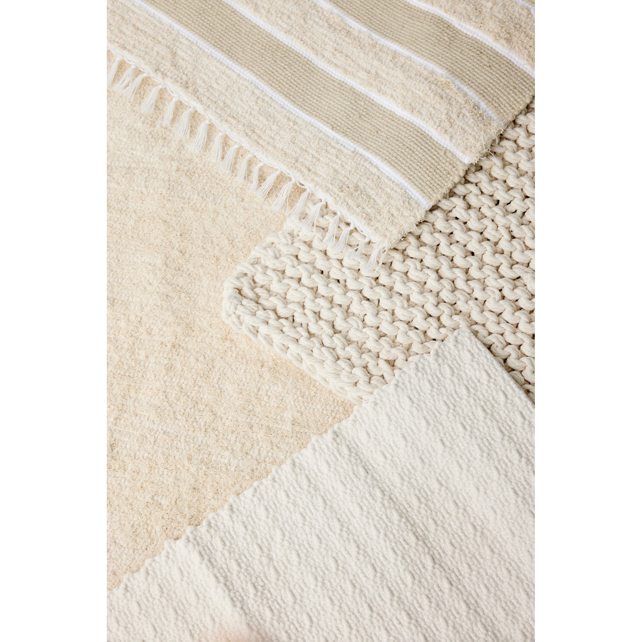 Tabby Cotton Natural Ecru Shag Mat