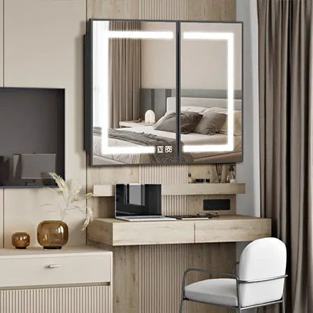 Hausvita Framed Recessed LED Light Bathroom Medicine Cabinet -medium