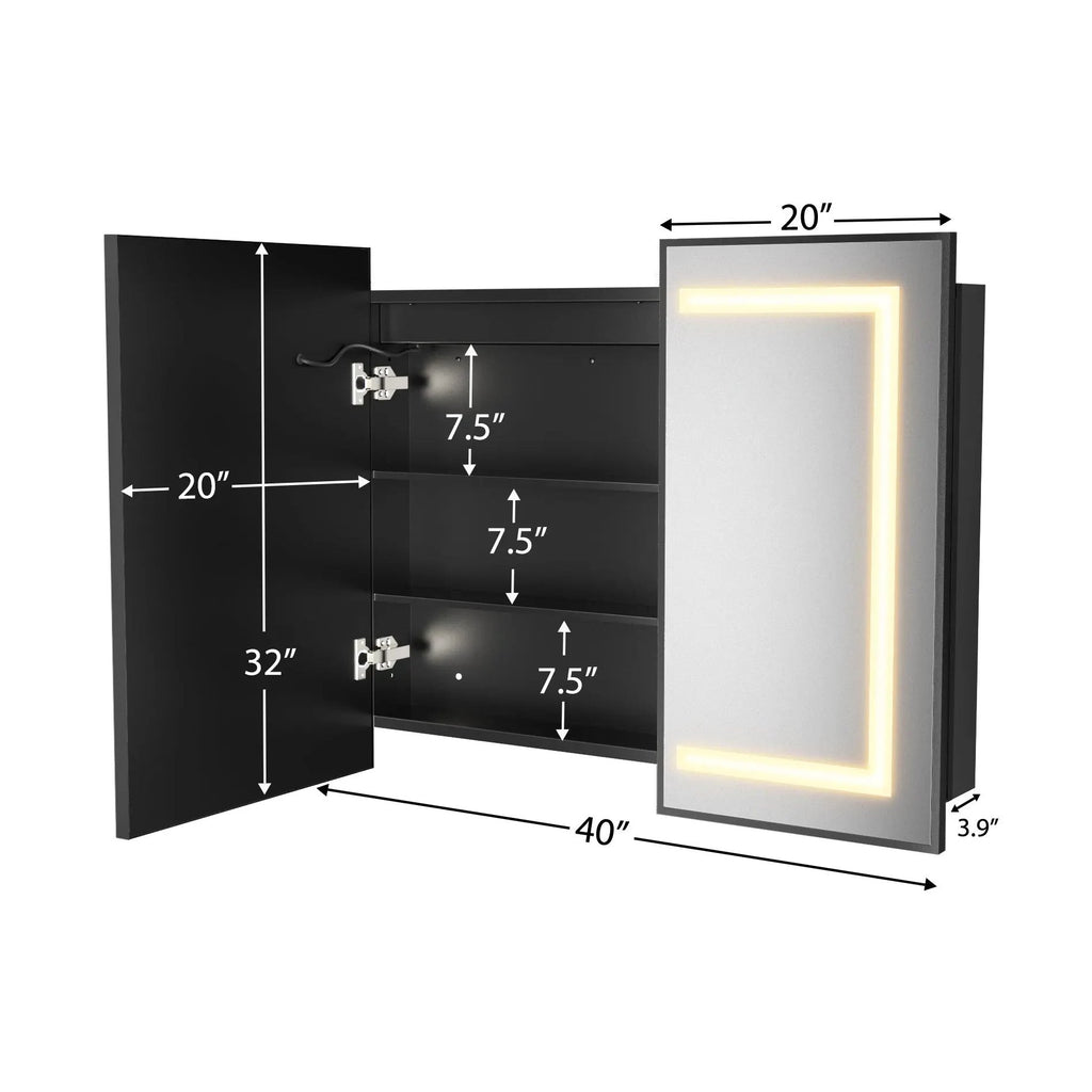 Hausvita Framed Recessed LED Light Bathroom Medicine Cabinet -medium