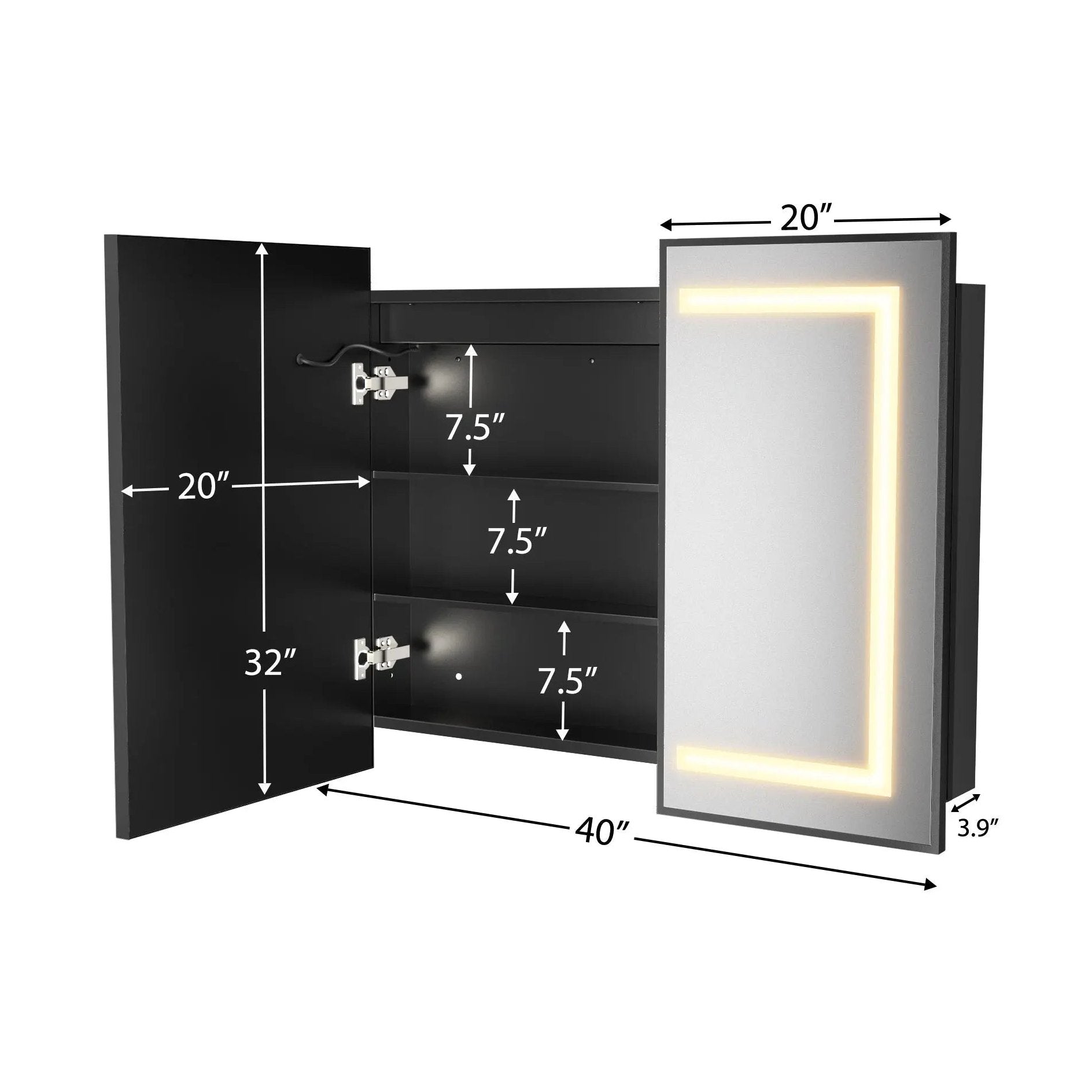 Hausvita Framed Recessed LED Light Bathroom Medicine Cabinet -medium