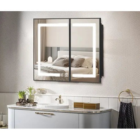 Hausvita Framed Recessed LED Light Bathroom Medicine Cabinet -medium