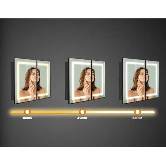 Hausvita Framed Recessed LED Light Bathroom Medicine Cabinet -medium