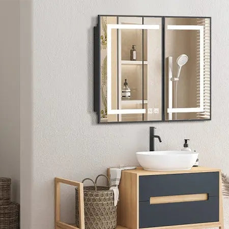 Hausvita Framed Recessed LED Light Bathroom Medicine Cabinet -medium