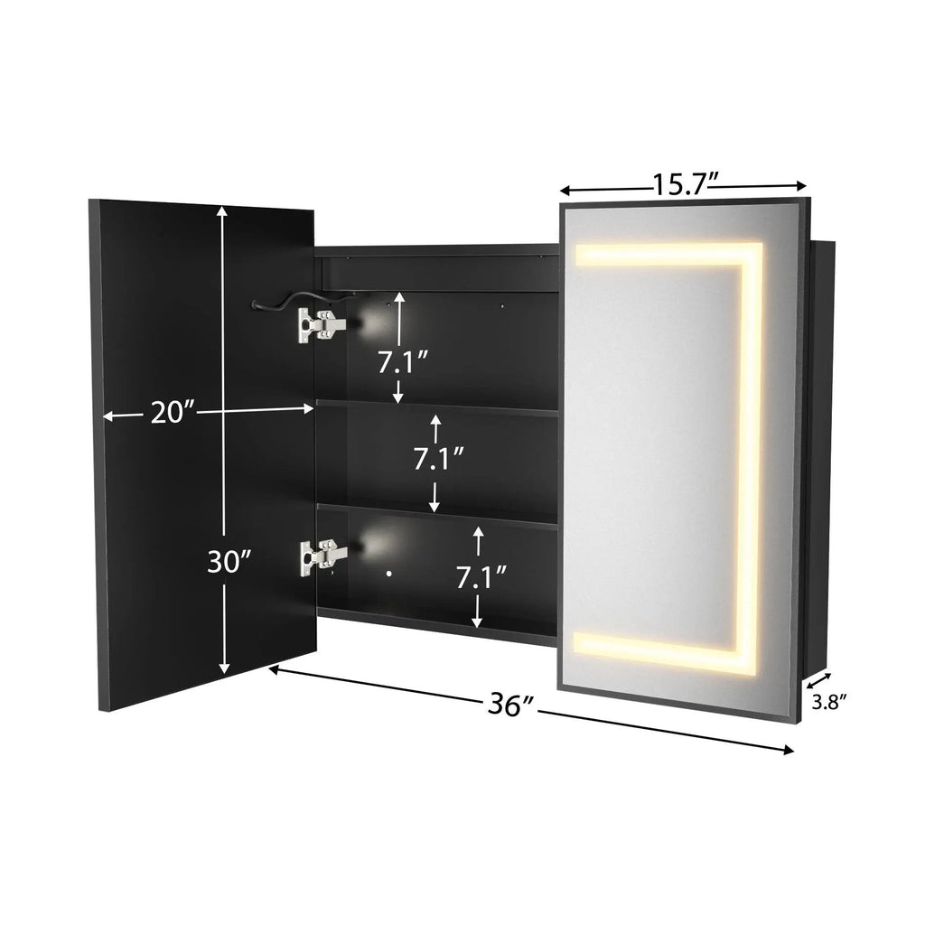 Hausvita Framed Recessed LED Light Bathroom Medicine Cabinet -medium